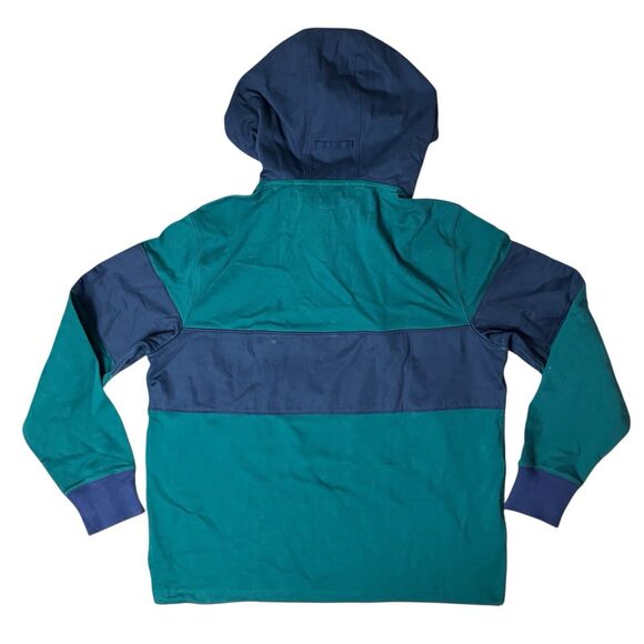 J Crew Anorak Hoodie Mens M Green Navy Colorblock Rugby Sporty Casual BN432 READ - Picture 14 of 15